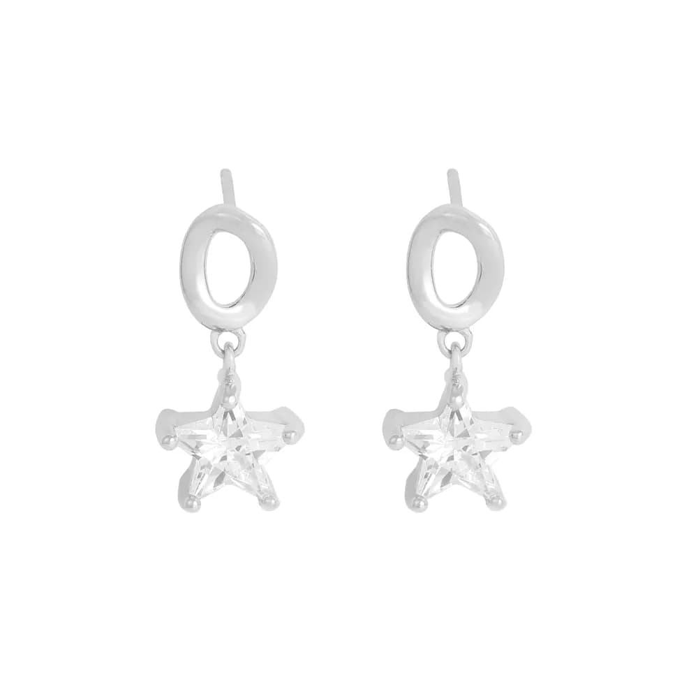 Star Drop Earrings in Platinum — Sterling silver