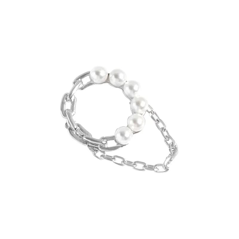 Pearl Chain Ring in Silver — Sterling silver