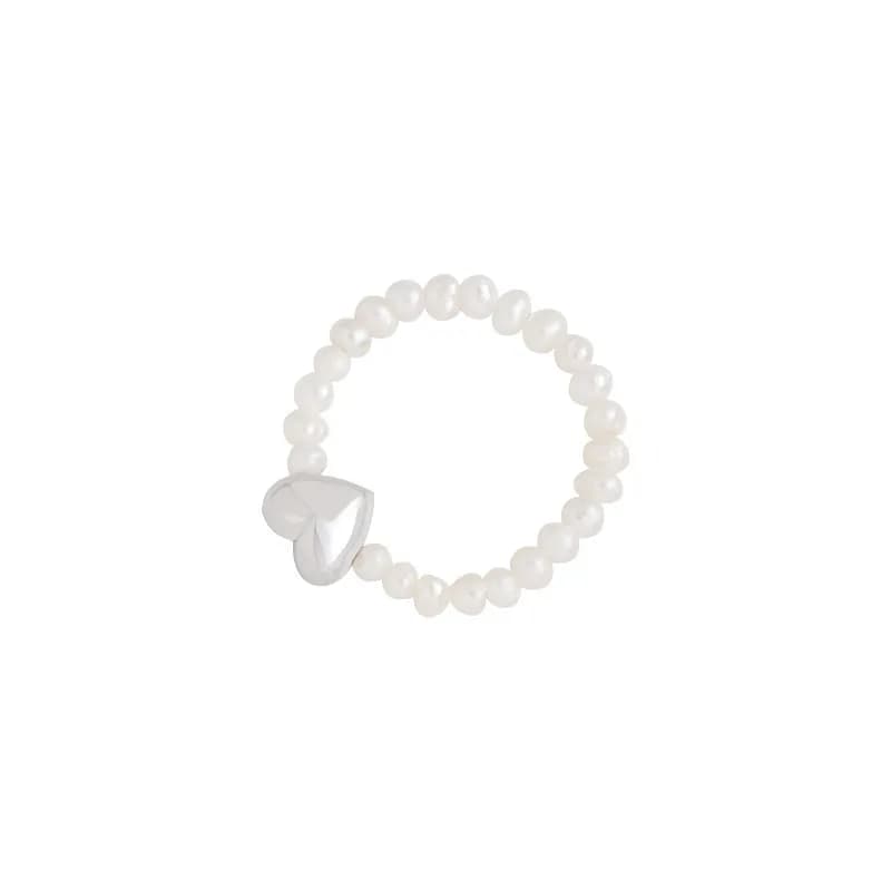 Pearl Bead Ring in Platinum — Sterling silver