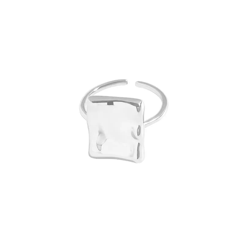 Square Plate Ring in Platinum — Sterling silver