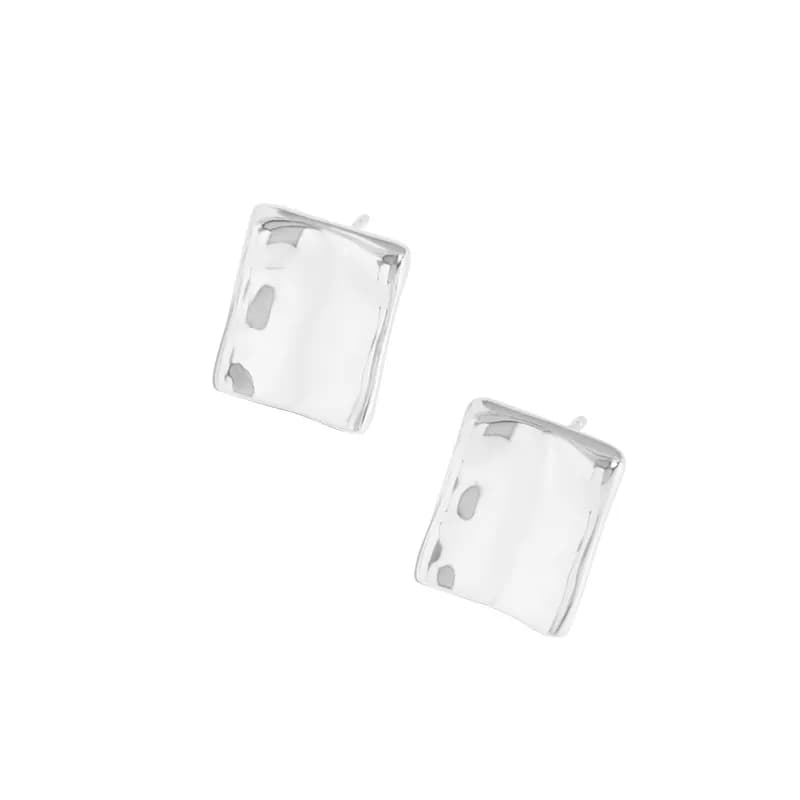 Square Plaque Earrings in Platinum — Sterling silver