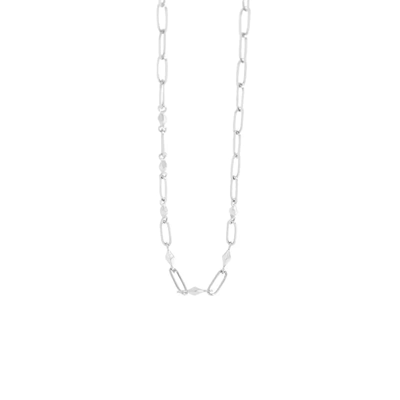 Geometric Link Necklace in Platinum — Sterling silver