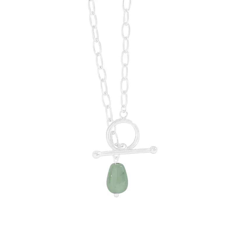 Circle Ring Bar Pendant Necklace in Platinum — Sterling silver