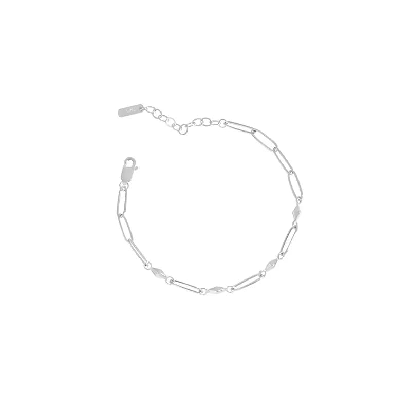 Rectangular Link Bracelet in Platinum — Sterling silver