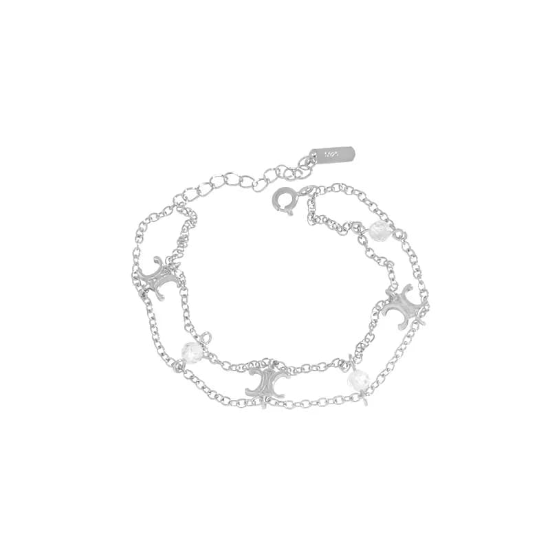 Crescent Charm Bracelet in Platinum — Sterling silver