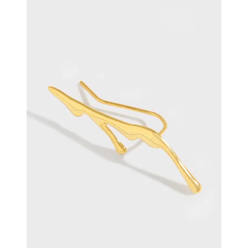 Polished sterling silver branch-inspired curved earrings with a flowing, wave-like form.