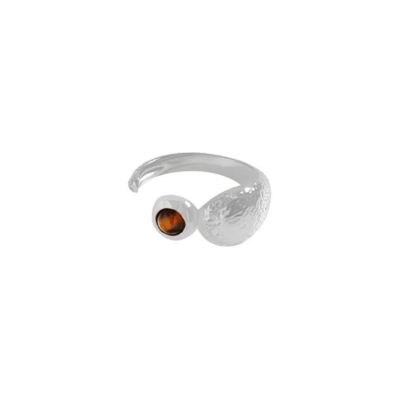 Hammered Crescent Ring in Platinum — Sterling silver
