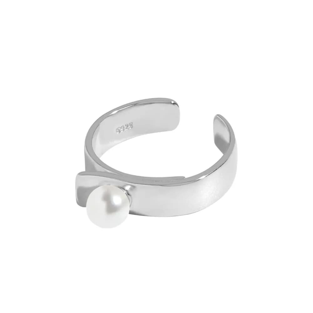 Pearl Accent Ring in Platinum — Sterling silver