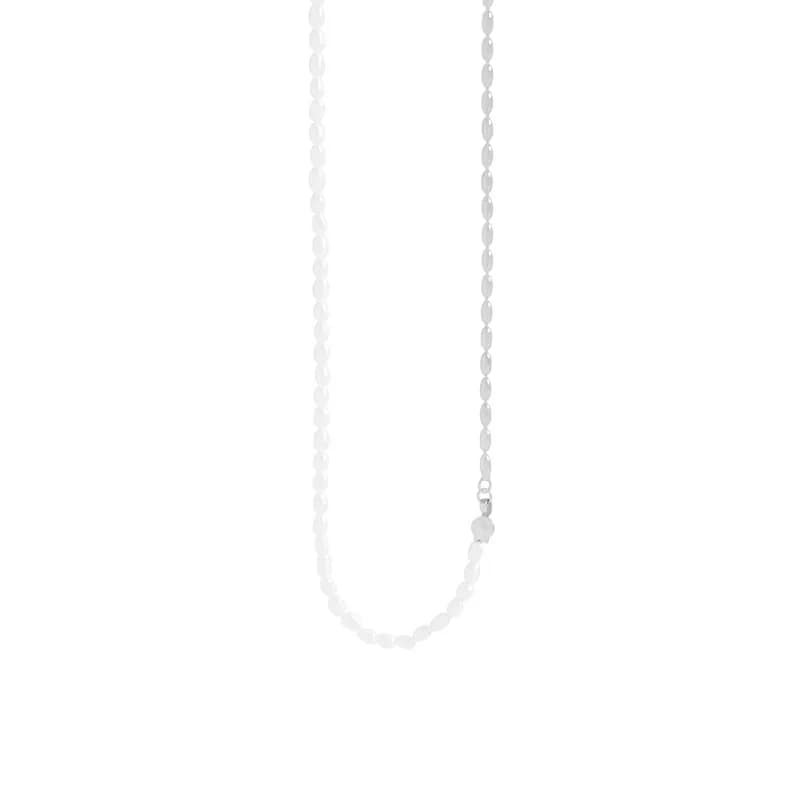 Beaded Two-Tone Necklace in Platinum — Sterling silver