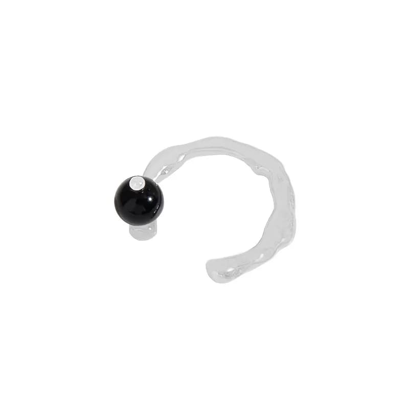 Bead-Accented Open Ring in Platinum — Sterling silver