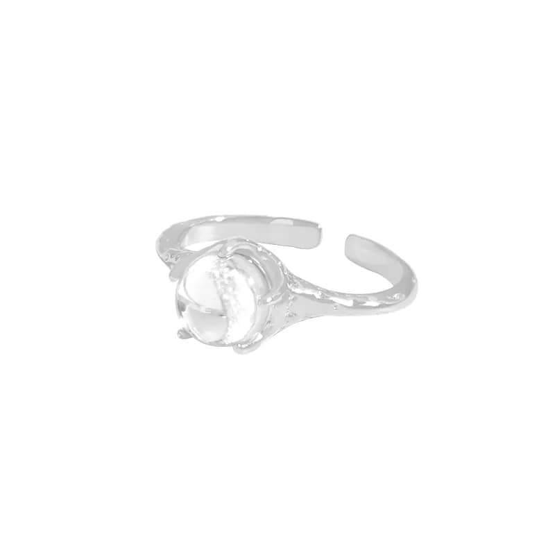 Bezel Crystal Ring in Platinum — Sterling silver
