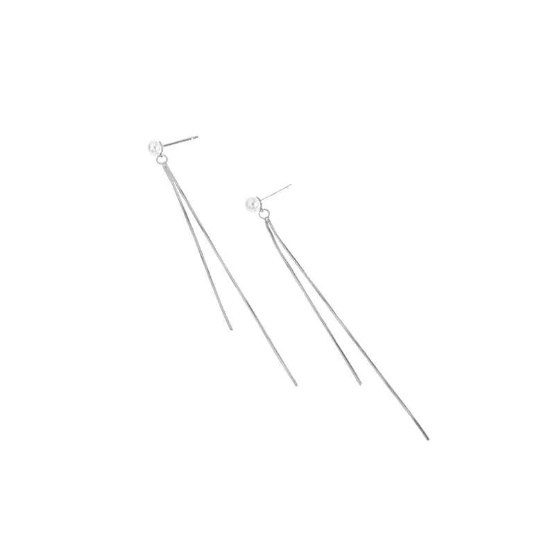 Double Threader Bar Earrings in Platinum — Sterling silver