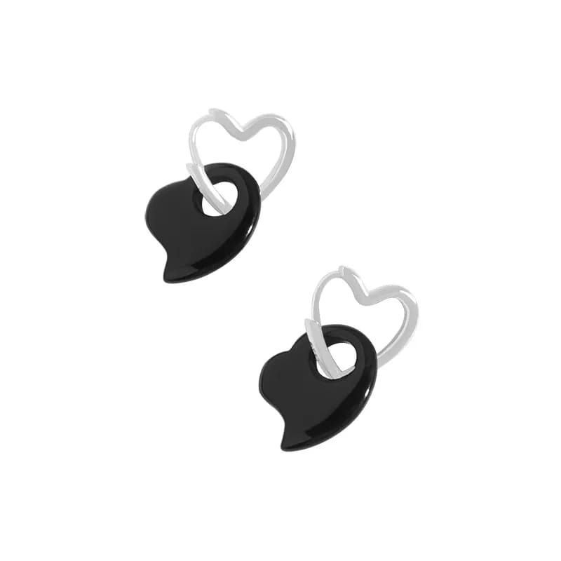 Heart Outline Drop Earrings in Platinum — Sterling silver
