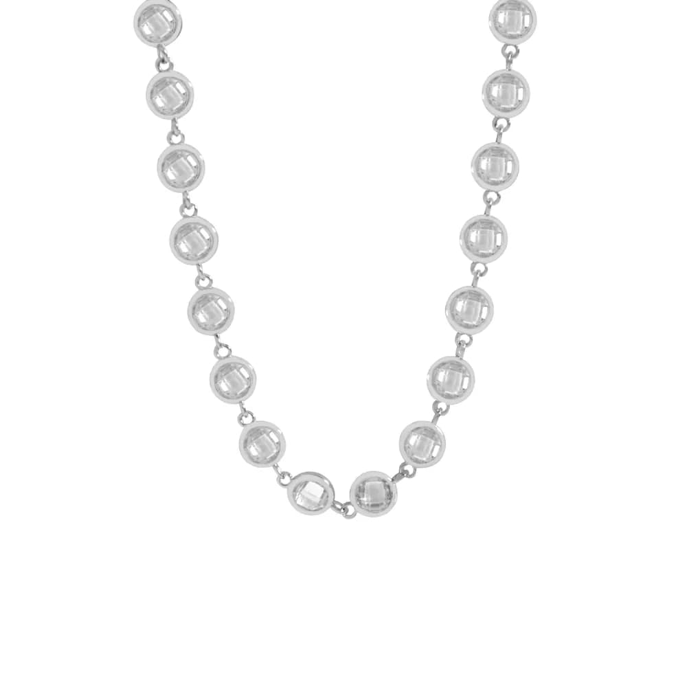 Circular Bezel Necklace in Platinum — Sterling silver