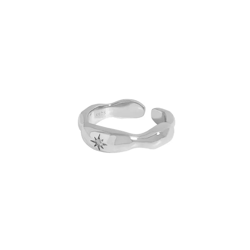 Sunburst Stone Ring in Platinum — Sterling silver