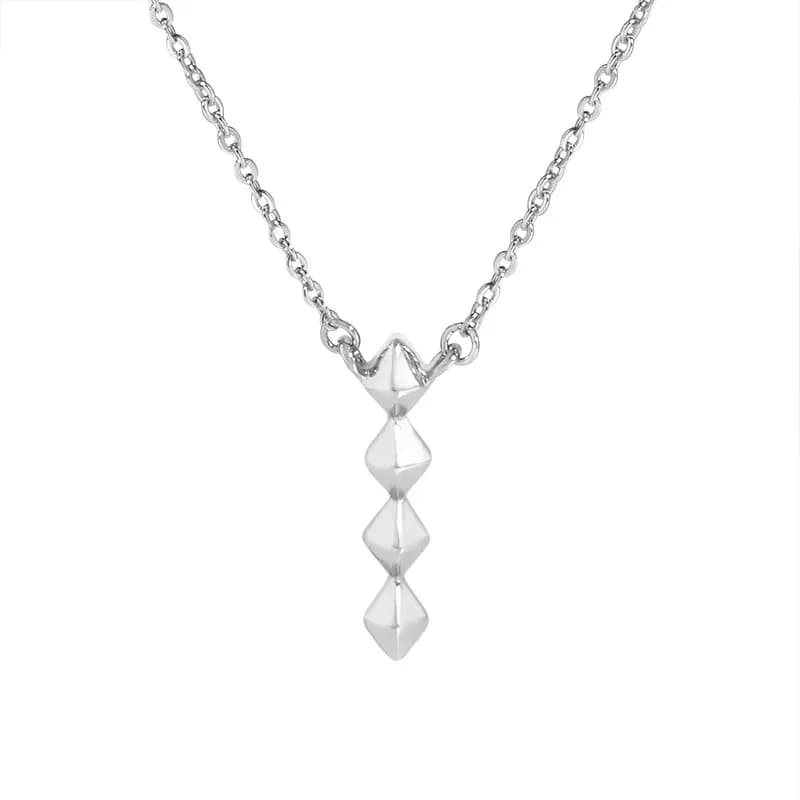 Diamond Stack Pendant Necklace in Platinum — Sterling silver