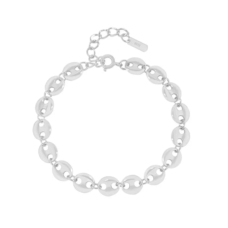 Disc Link Bracelet in Platinum — Sterling silver