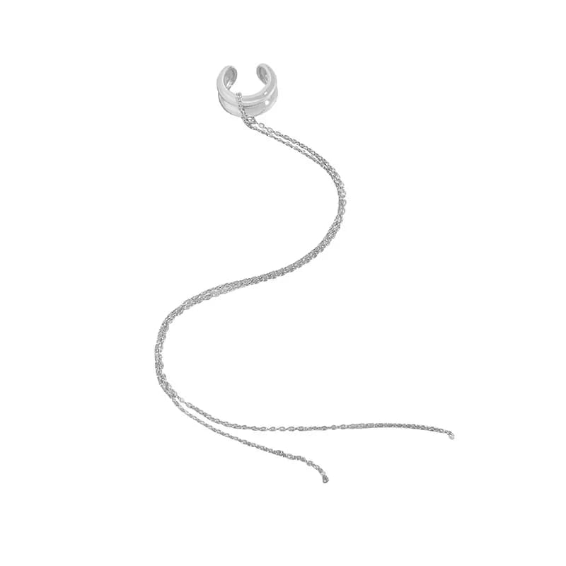Cuff Chain Earrings in Platinum — Sterling silver