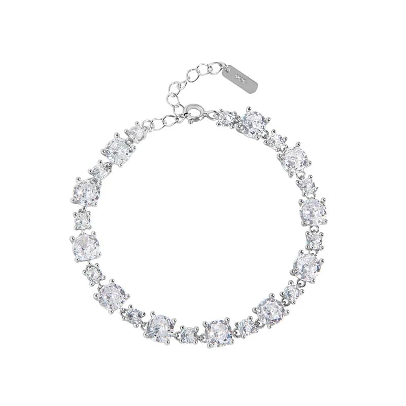 Crystal Diamond Tennis Bracelet in Platinum — Sterling silver