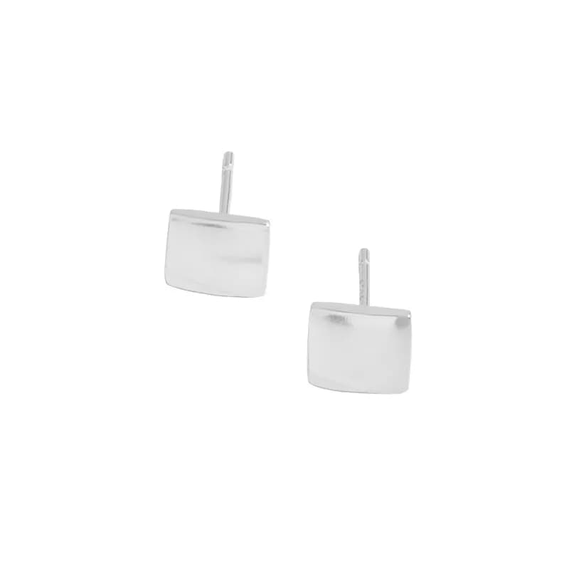 Square Block Stud Earrings in Silver — Sterling silver