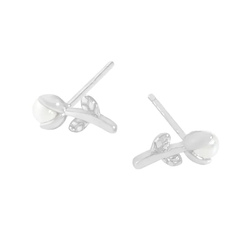 Dome Ball Stud Earrings in Platinum — Sterling silver