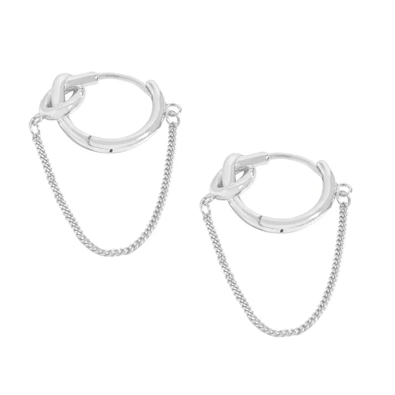 Knot Hoop Earrings in Platinum — Sterling silver
