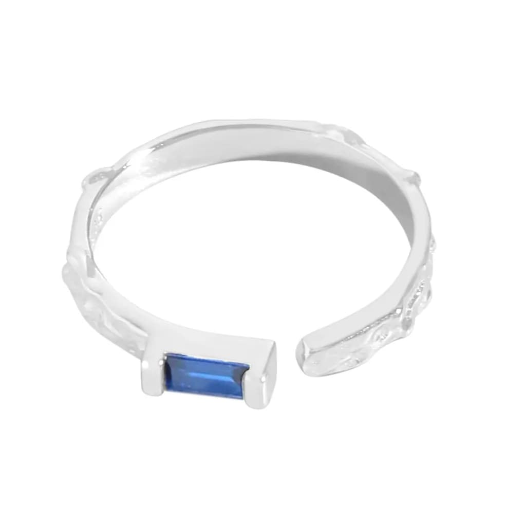 Baguette Stone Ring in Blue — Sterling silver
