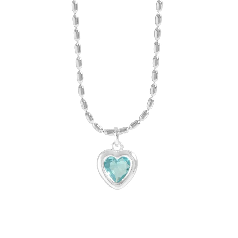 Six Heart Charms Necklace in Light Blue — Sterling silver