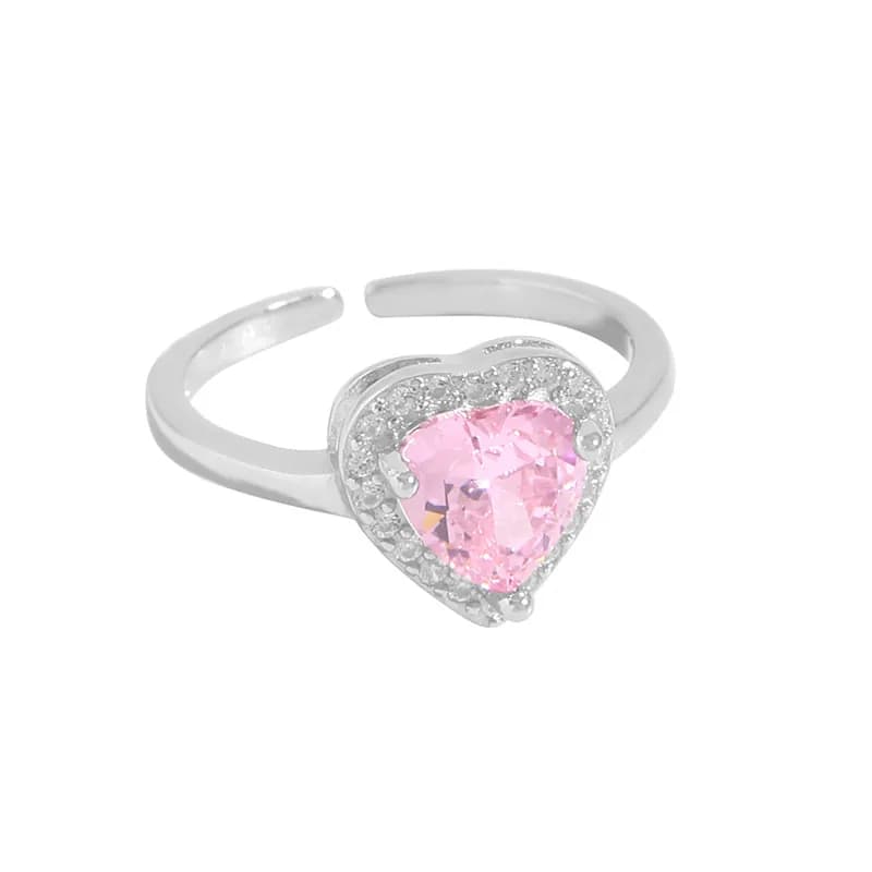 Heart Halo Ring in Pink — Sterling silver