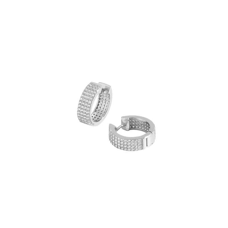 Pavé Hoop Earrings in Platinum — Sterling silver