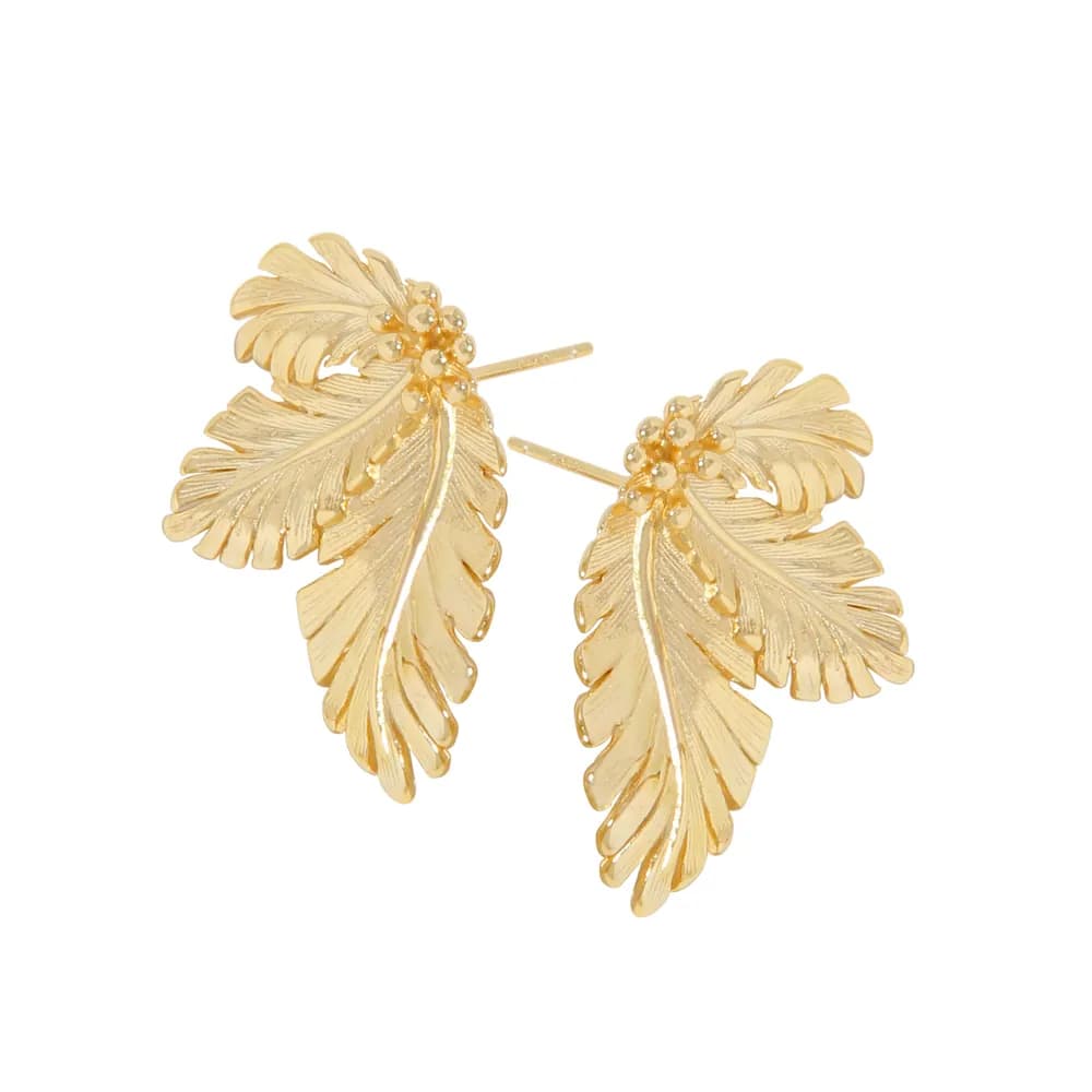 Gold Leaf Earrings in Gold — Sterling silver
