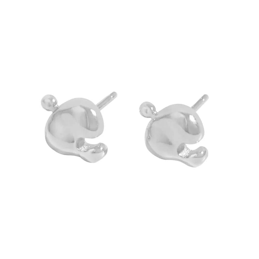 Abstract Circle Stud Earrings in Platinum — Sterling silver