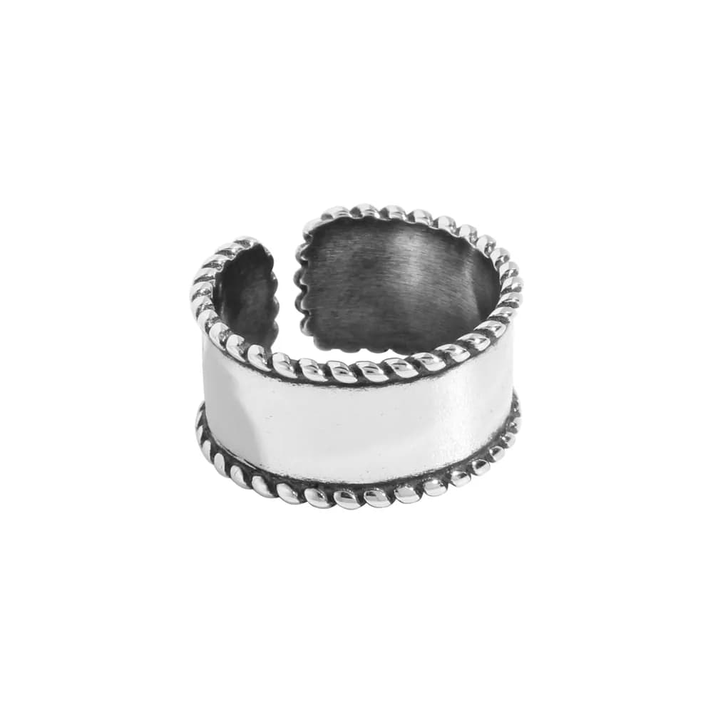 Rope Edge Ring in Antique Silver — Sterling silver