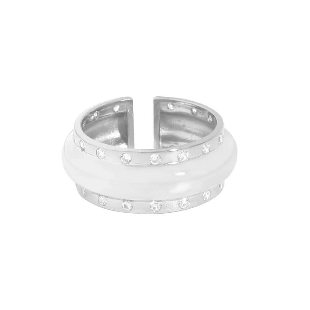 Studded Band Ring in Platinum — Sterling silver