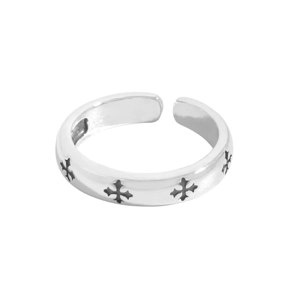 Cross Motif Ring in Antique Silver — Sterling silver