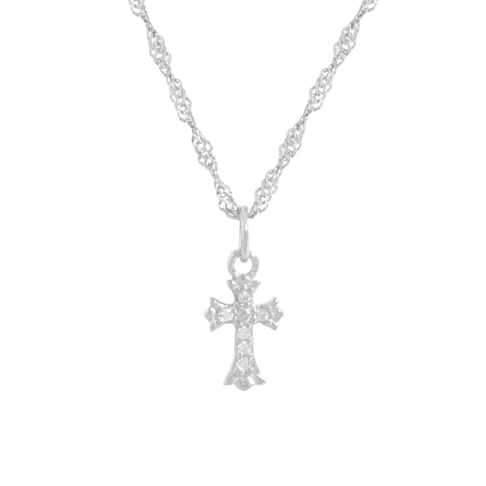 Cross Pendant Necklace in Platinum — Sterling silver