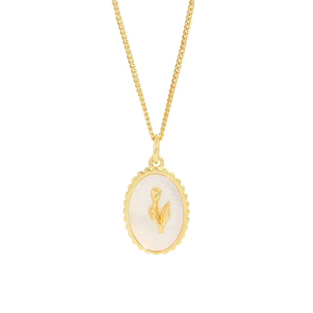 Tulip Silhouette Pendant Necklace in Gold — Sterling silver