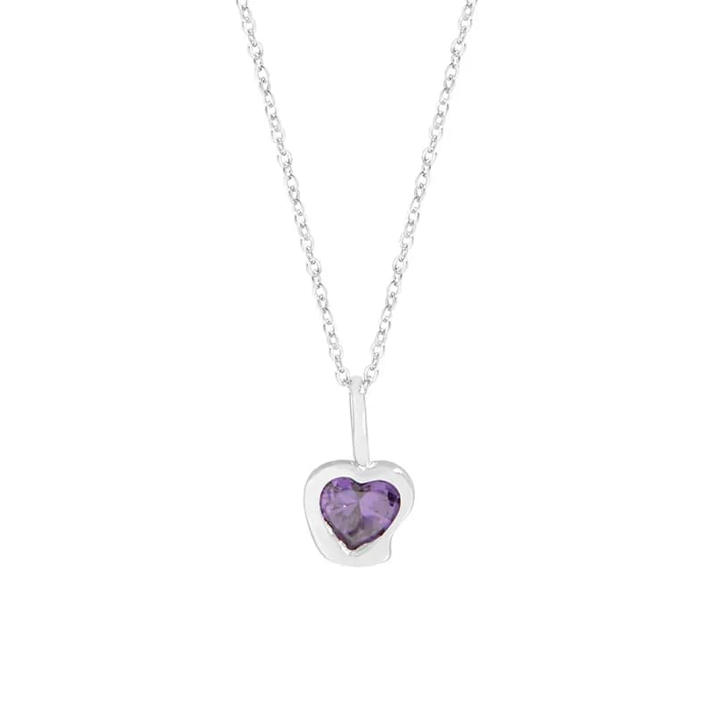 Triple Heart Pendant Necklace in Purple — Sterling silver