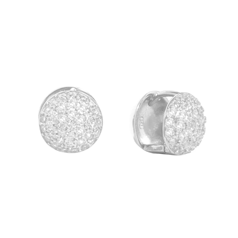 Pavé Disc Earrings in Platinum — Sterling silver
