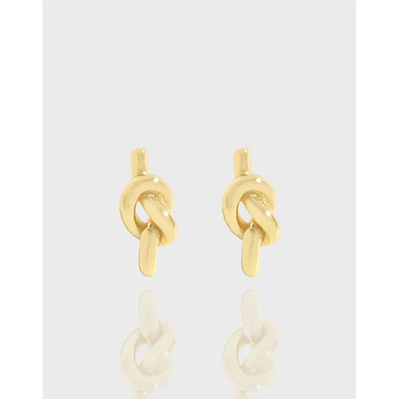 Pair of polished chain-link knot earrings in a minimalist design