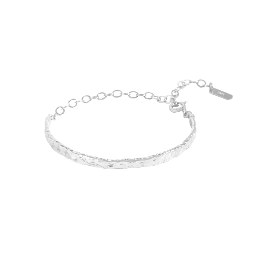Hammered Arc Bracelet in Silver — Sterling silver