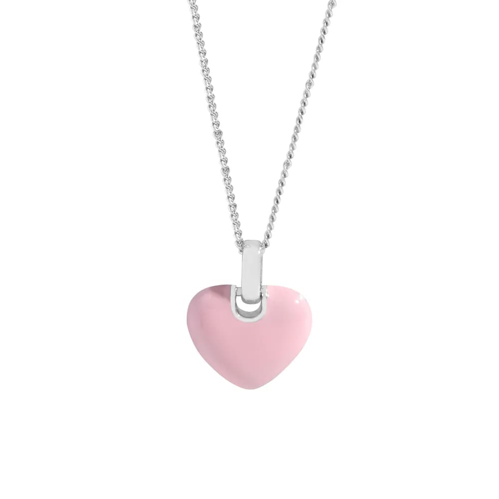 Enamel Heart Pendant Necklace in Pink — Sterling silver