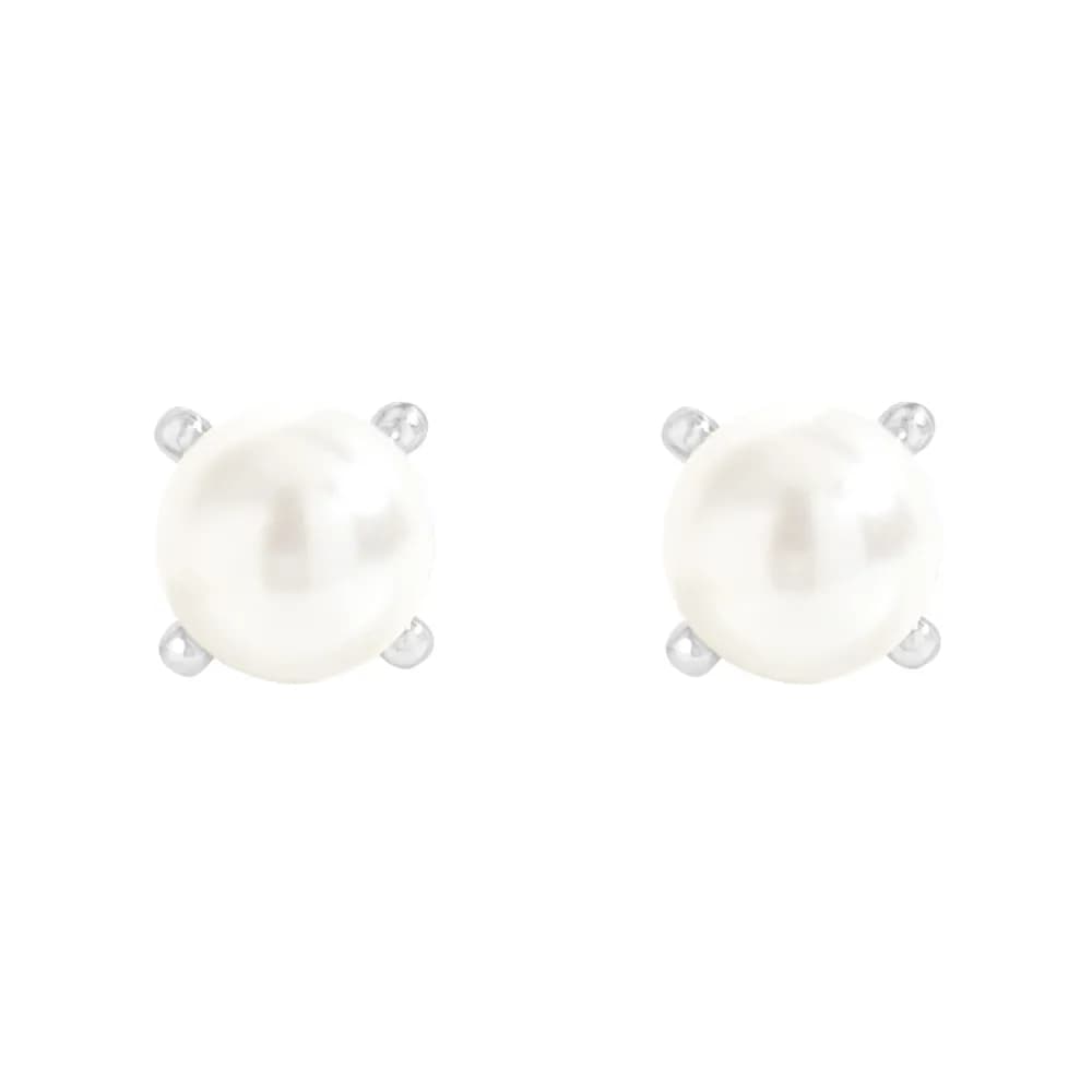 Pearl Claw Studs in Platinum — Sterling silver
