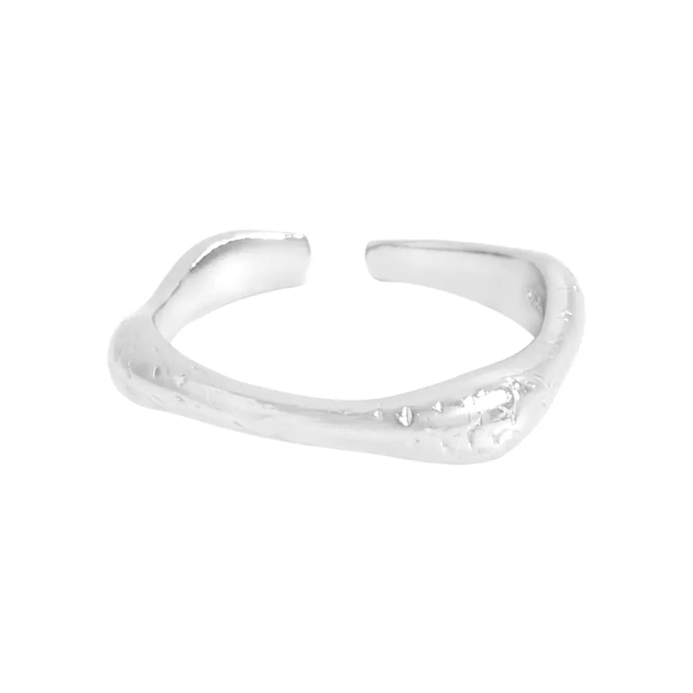 Hammered Open Ring in Platinum — Sterling silver