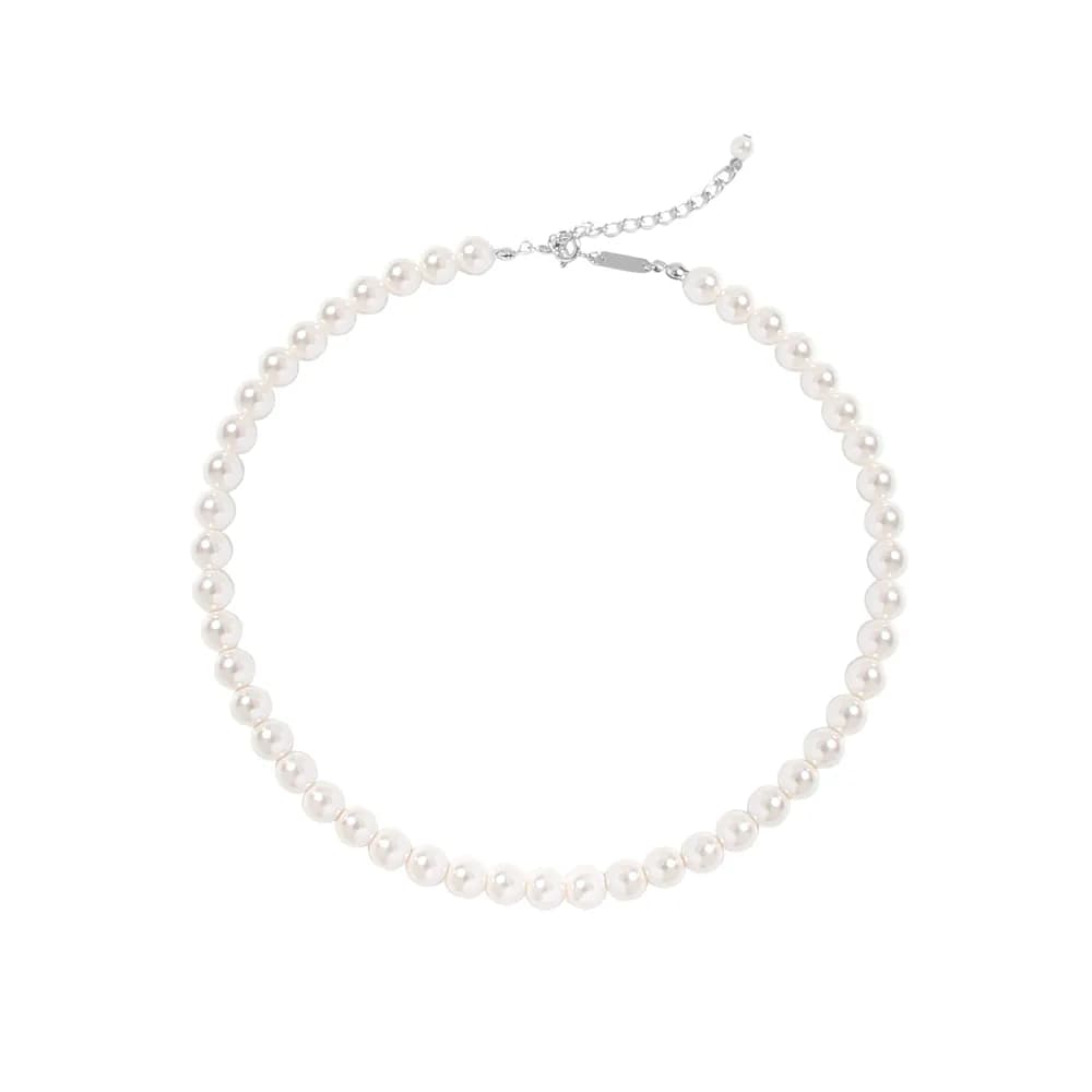 Pearl Bead Necklace in Platinum — Pearl