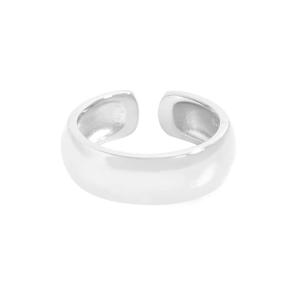 Curved Open Band Ring in Platinum — Sterling silver