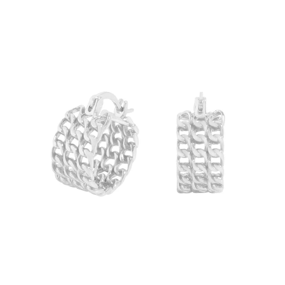 Woven Chain Hoop Earrings in Platinum — Sterling silver