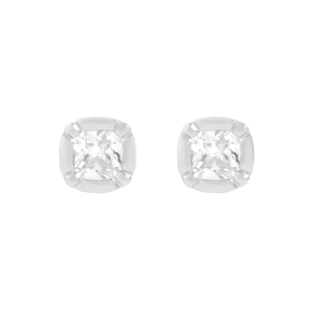 Cushion-Cut Stud Earrings in Platinum — Sterling silver