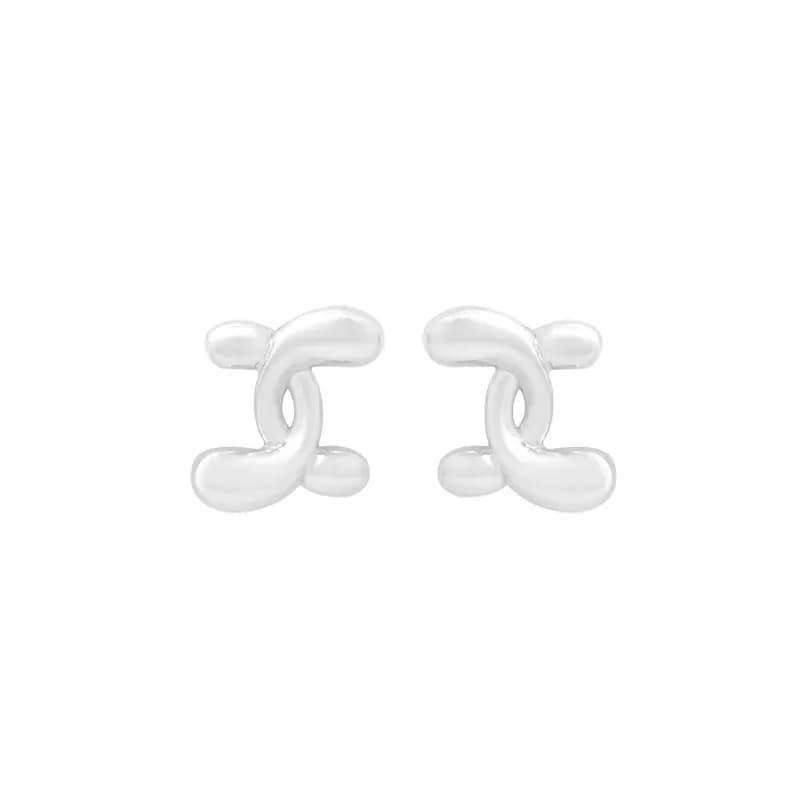 Interlocking Curve Studs in Silver — Sterling silver