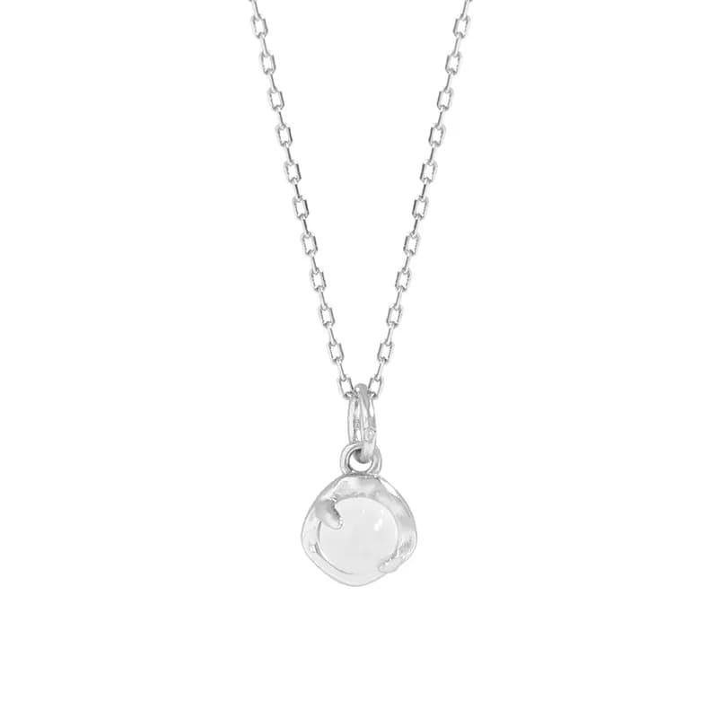 Moonstone Bezel Necklace in Platinum — Sterling silver